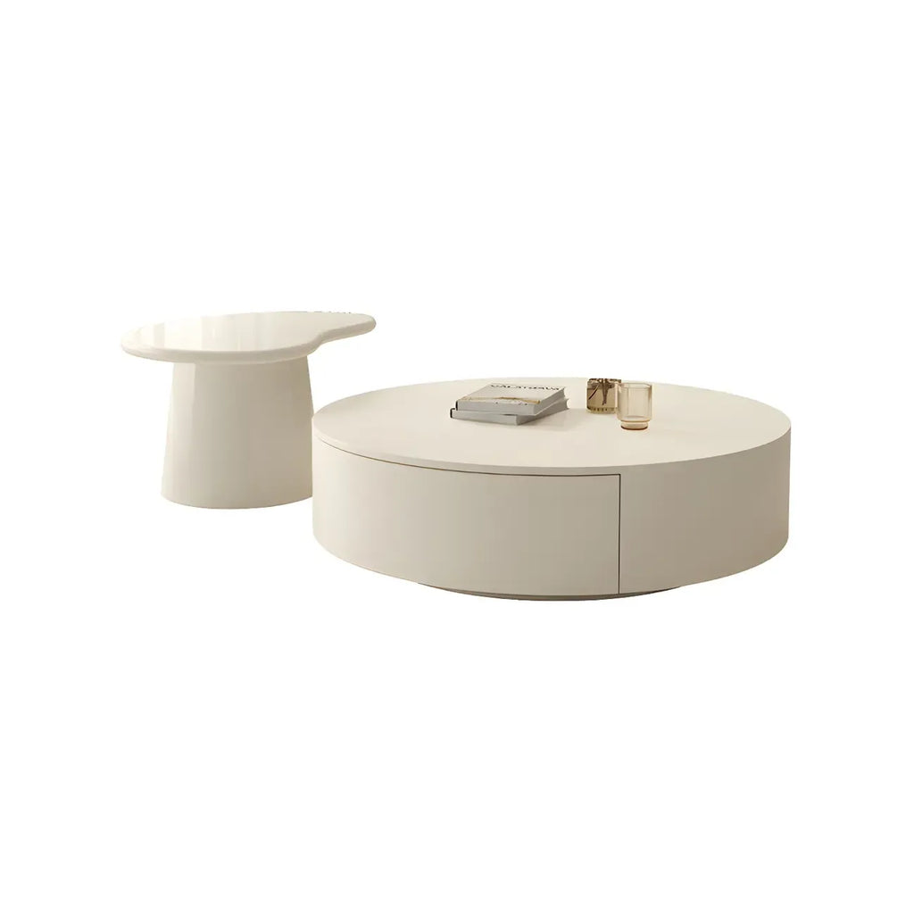Tables basses gigognes rondes modernes en bois blanc