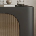 Table de chevet minimaliste en bois massif et verre cubique noir