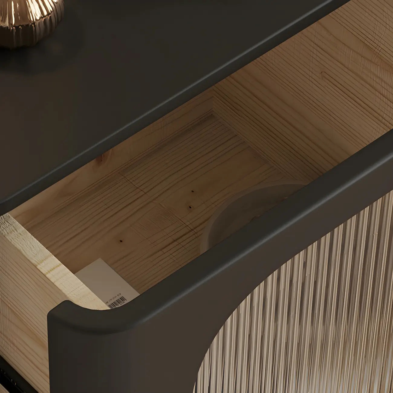Table de chevet minimaliste en bois massif et verre cubique noir