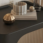 Table de chevet minimaliste en bois massif et verre cubique noir