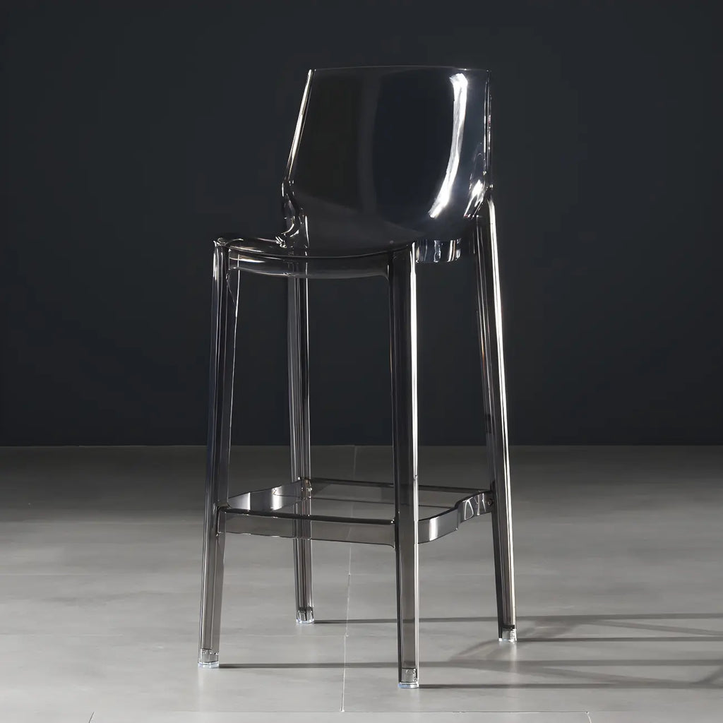 Tabouret de bar rectangulaire chic et résistant, en acrylique transparent moderne