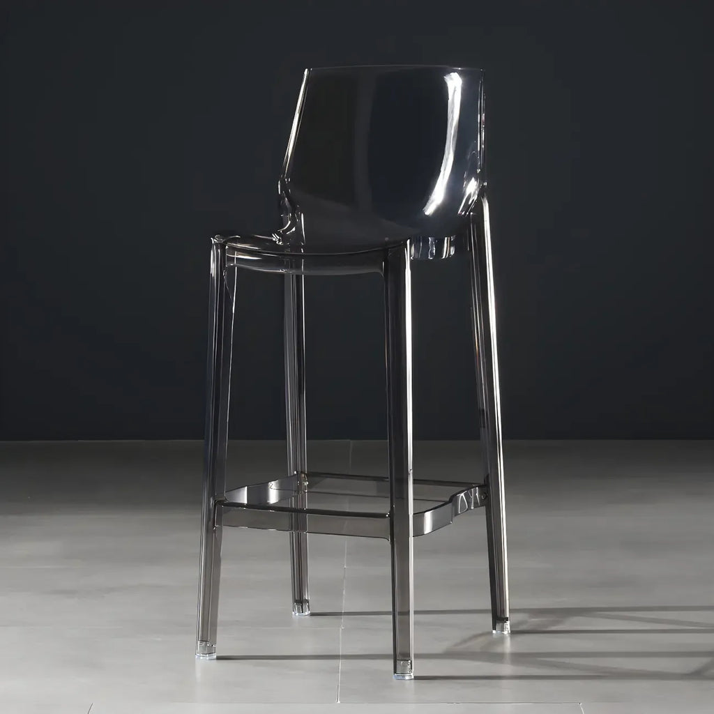 Tabouret de bar rectangulaire chic et résistant, en acrylique transparent moderne