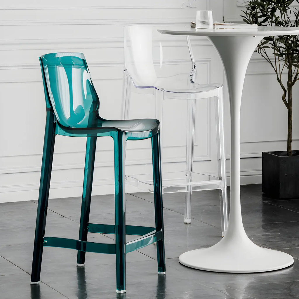 Tabouret de bar rectangulaire chic et résistant, en acrylique transparent moderne