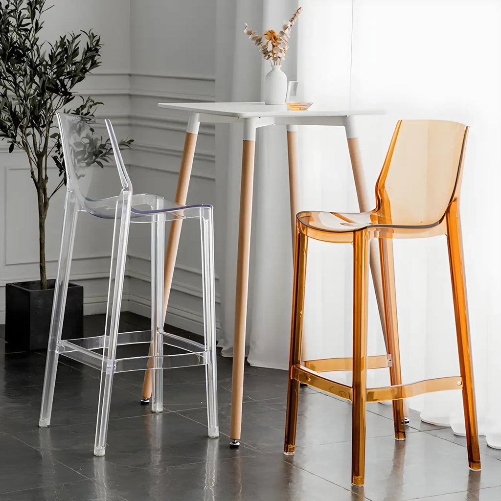 Tabouret de bar rectangulaire chic et résistant, en acrylique transparent moderne
