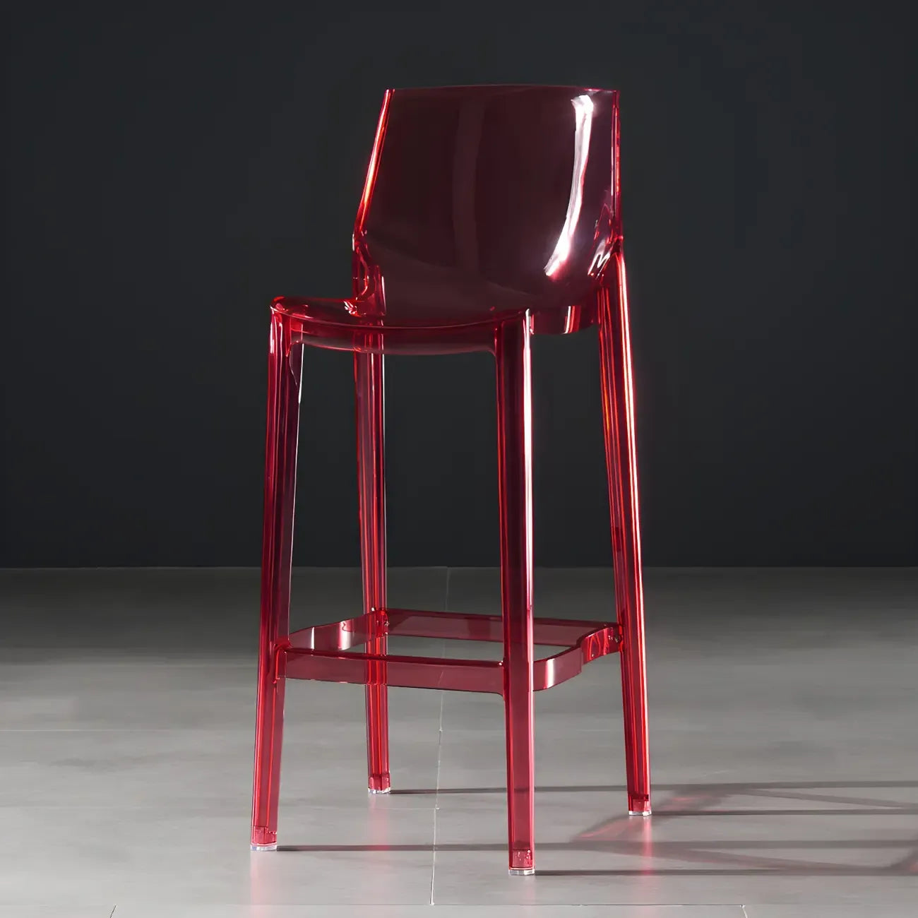 Tabouret de bar rectangulaire chic et résistant, en acrylique transparent moderne