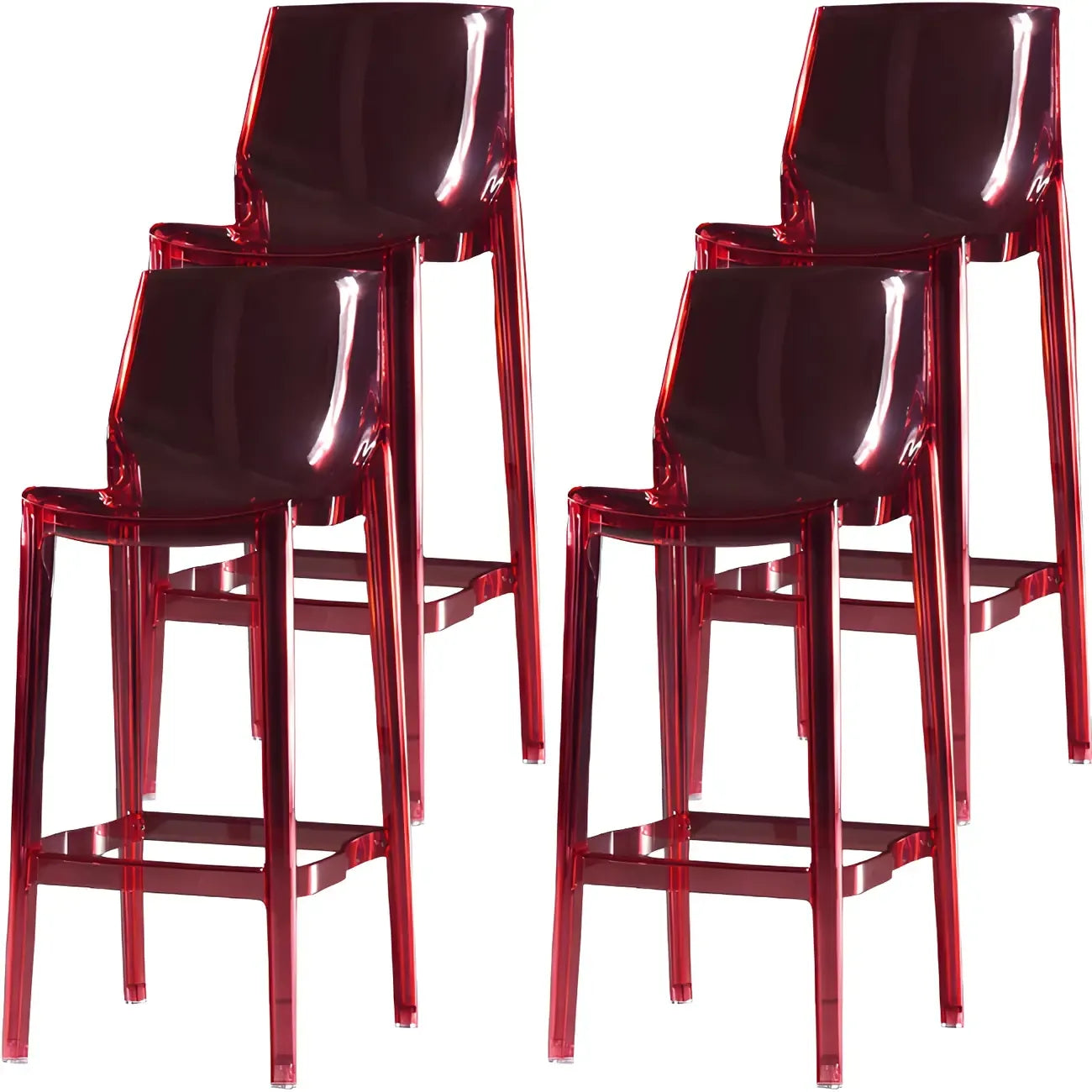 Tabouret de bar rectangulaire chic et résistant, en acrylique transparent moderne