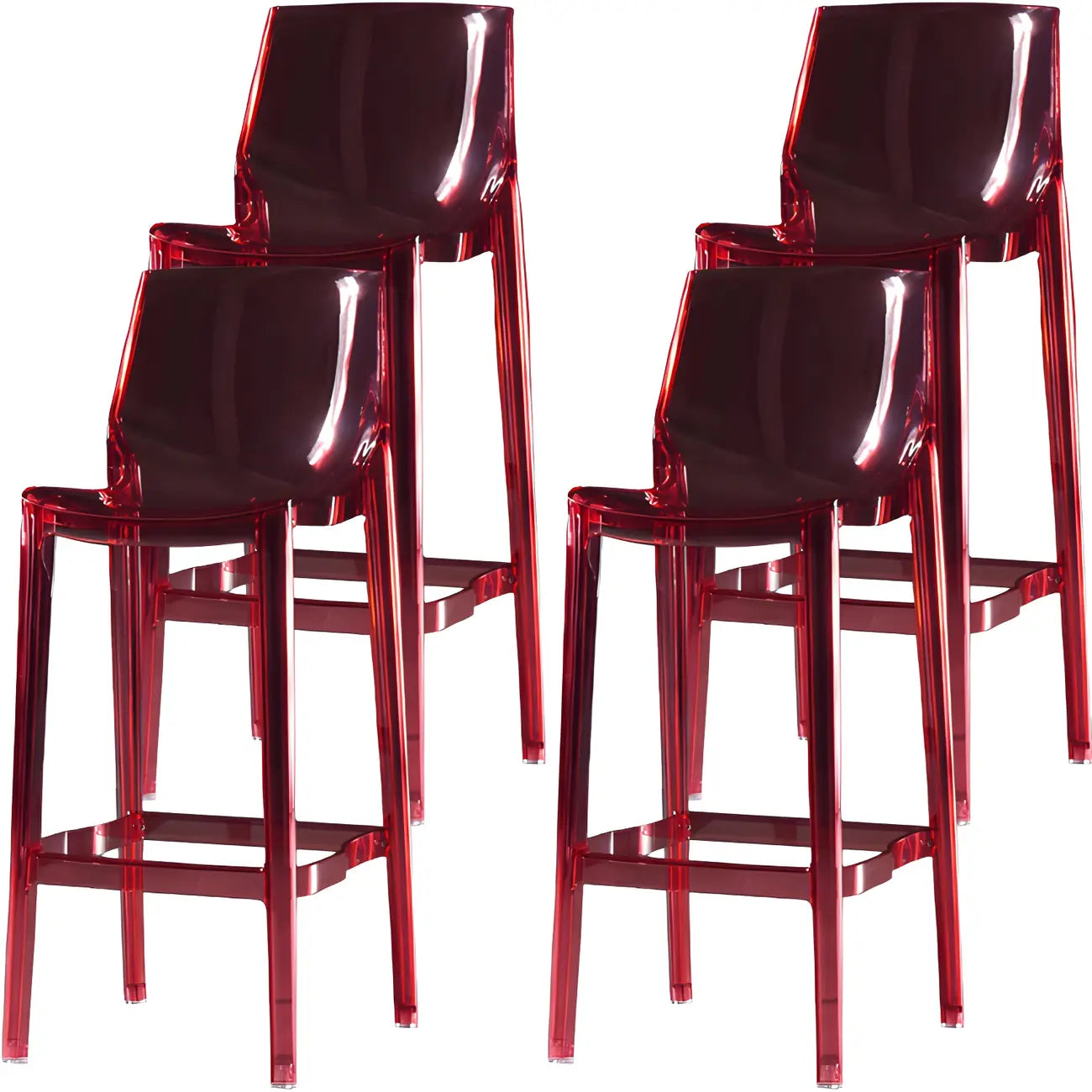 Tabouret de bar rectangulaire chic et résistant, en acrylique transparent moderne