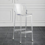 Tabouret de bar rectangulaire chic et résistant, en acrylique transparent moderne