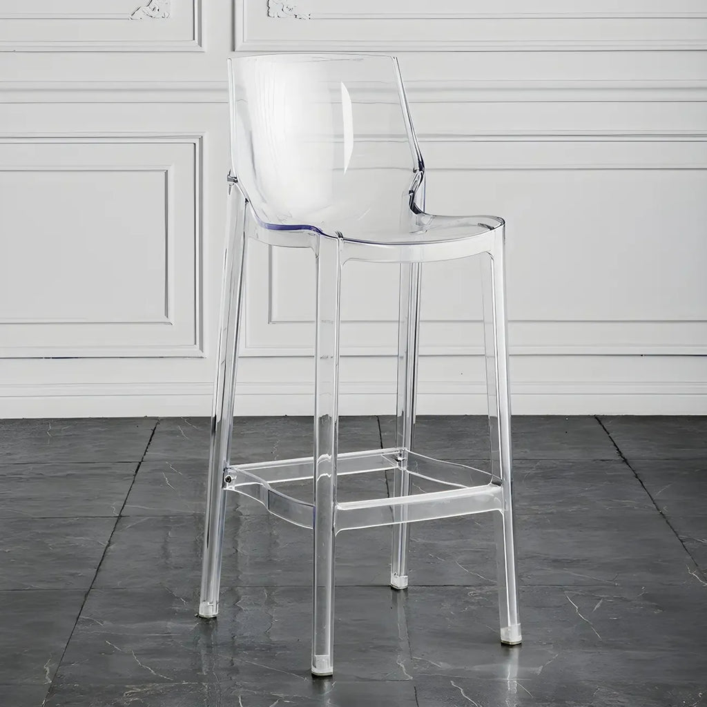 Tabouret de bar rectangulaire chic et résistant, en acrylique transparent moderne