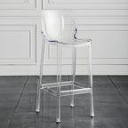 Tabouret de bar rectangulaire chic et résistant, en acrylique transparent moderne