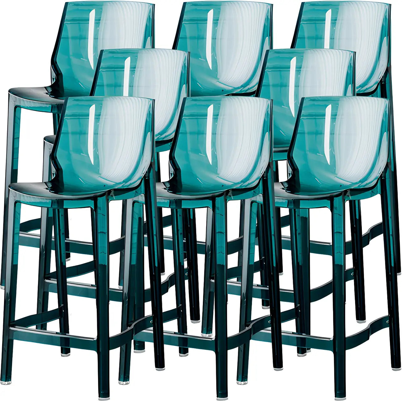 Tabouret de bar rectangulaire chic et résistant, en acrylique transparent moderne