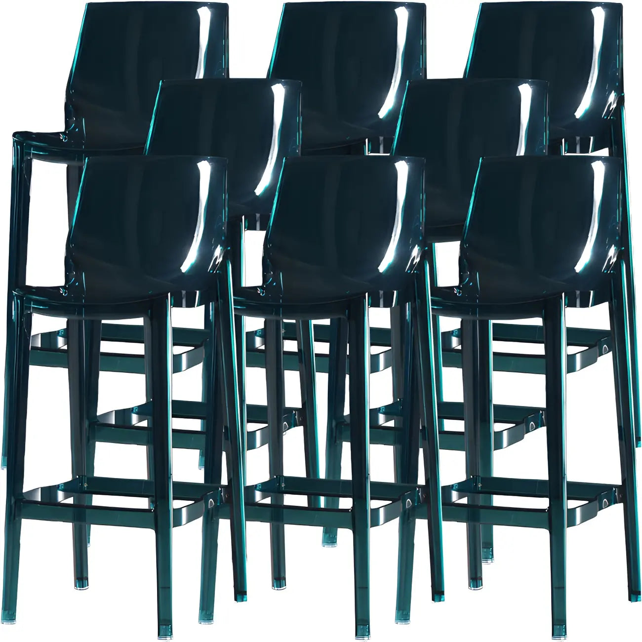 Tabouret de bar rectangulaire chic et résistant, en acrylique transparent moderne