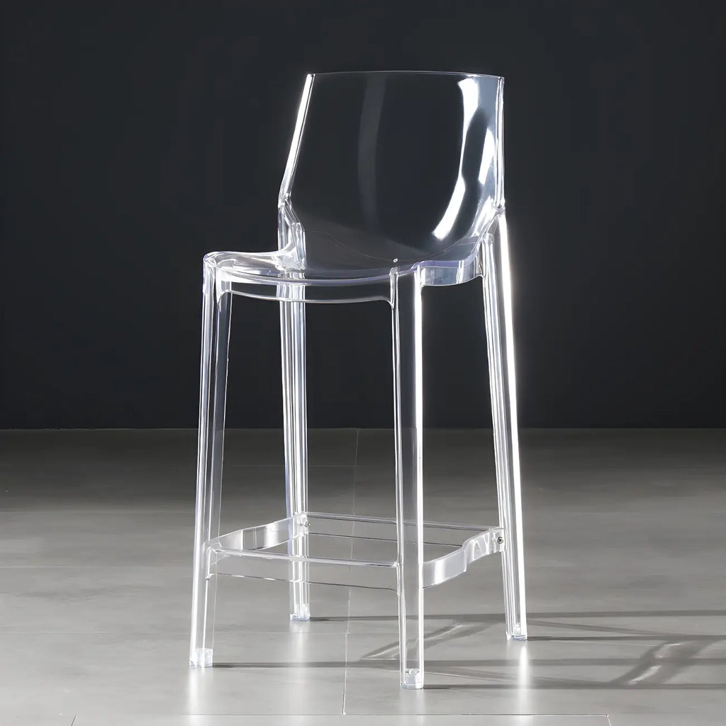 Tabouret de bar rectangulaire chic et résistant, en acrylique transparent moderne