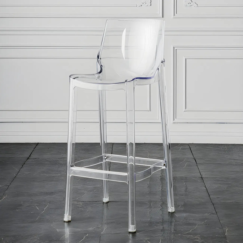 Tabouret de bar rectangulaire chic et résistant, en acrylique transparent moderne