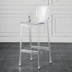Tabouret de bar rectangulaire chic et résistant, en acrylique transparent moderne