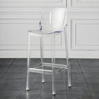 Tabouret de bar rectangulaire chic et résistant, en acrylique transparent moderne