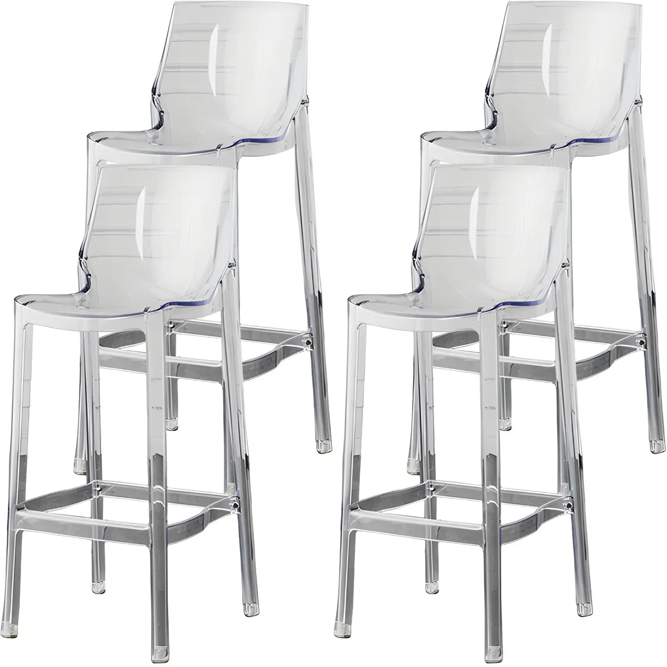 Tabouret de bar rectangulaire chic et résistant, en acrylique transparent moderne