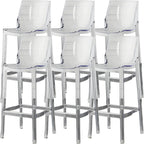 Tabouret de bar rectangulaire chic et résistant, en acrylique transparent moderne