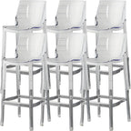 Tabouret de bar rectangulaire chic et résistant, en acrylique transparent moderne