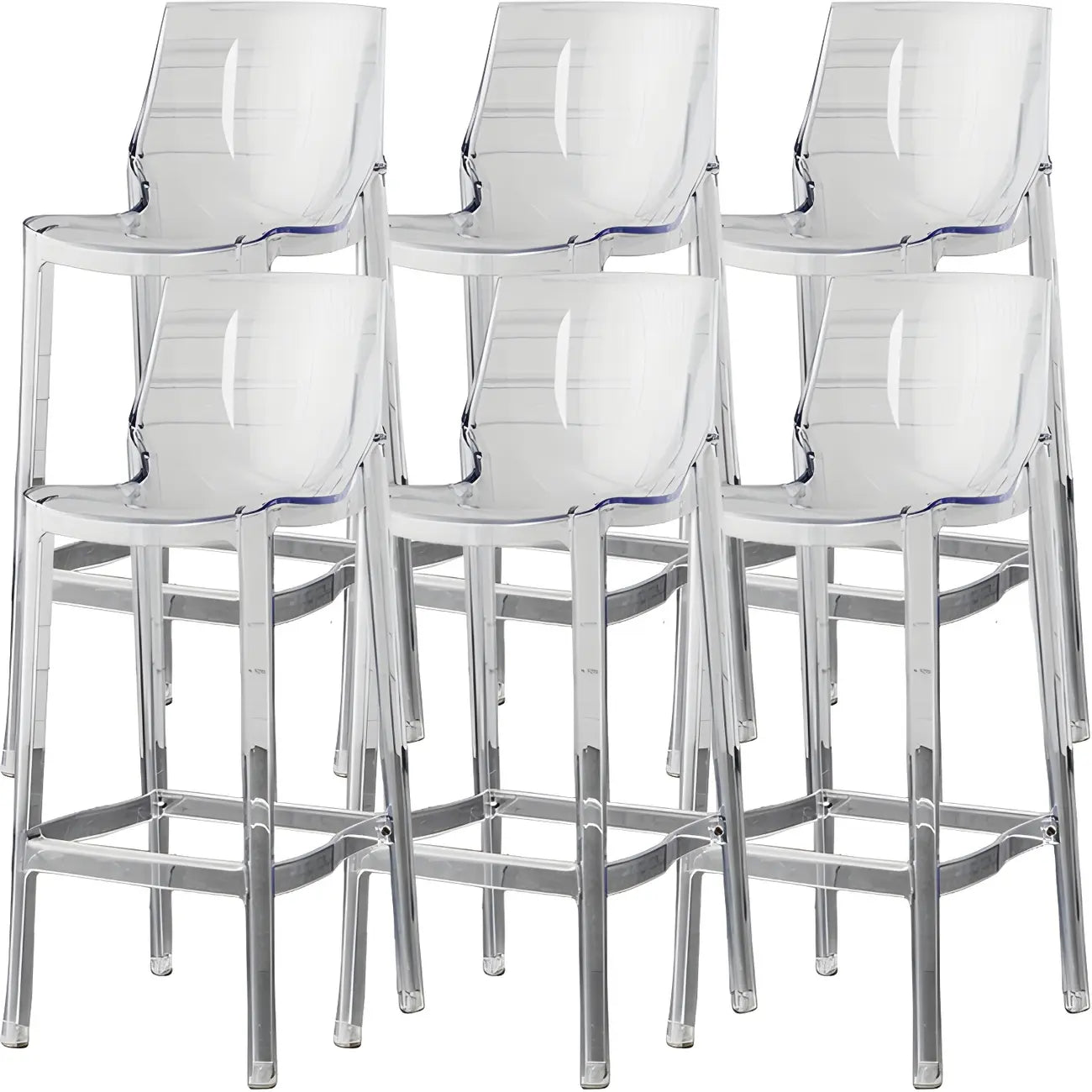 Tabouret de bar rectangulaire chic et résistant, en acrylique transparent moderne