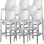 Tabouret de bar rectangulaire chic et résistant, en acrylique transparent moderne