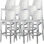 Tabouret de bar rectangulaire chic et résistant, en acrylique transparent moderne
