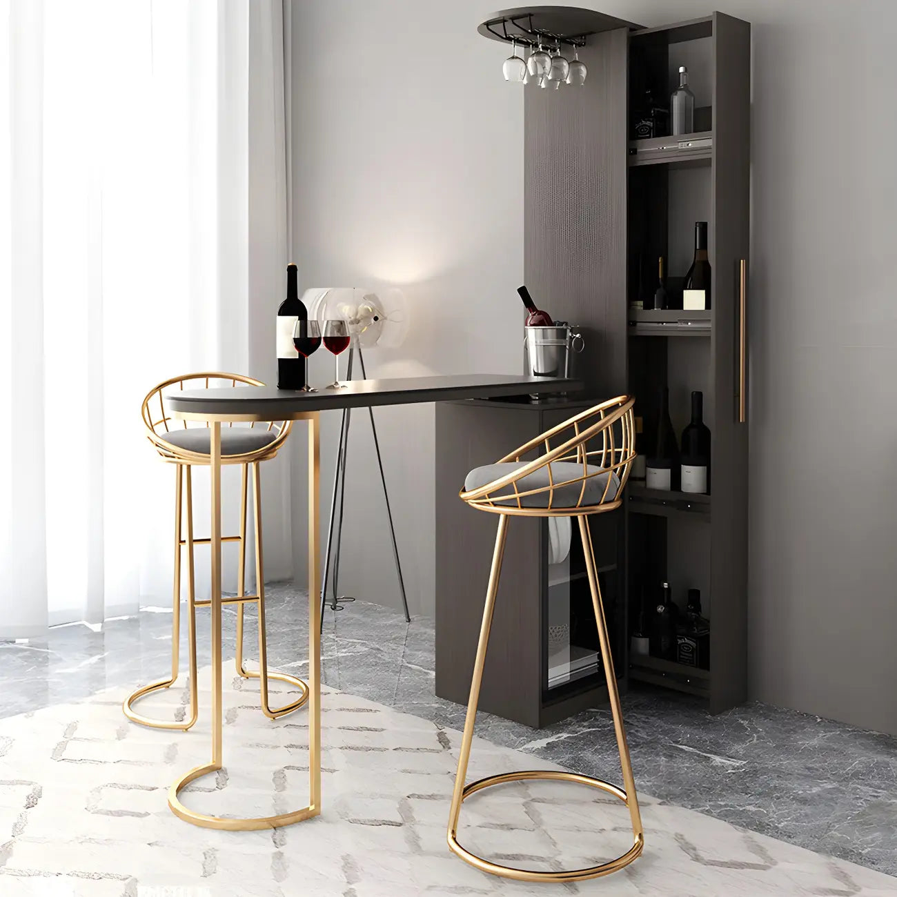Table de bar moderne réglable avec cave à vin pour la maison