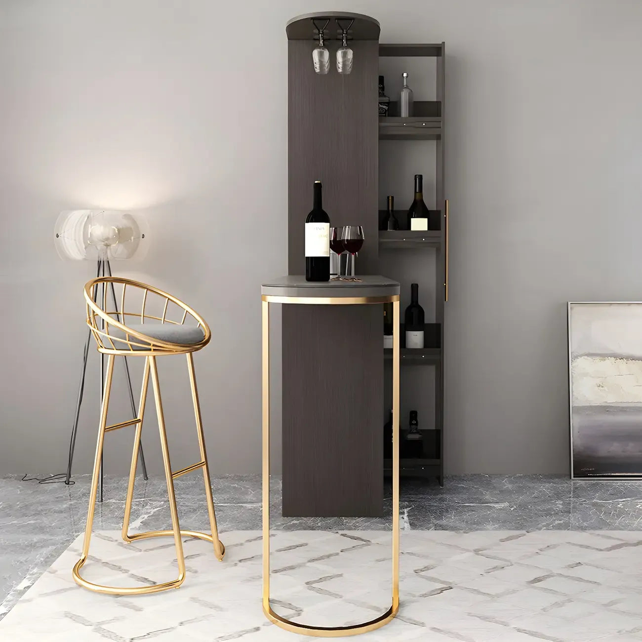 Table de bar moderne réglable avec cave à vin pour la maison