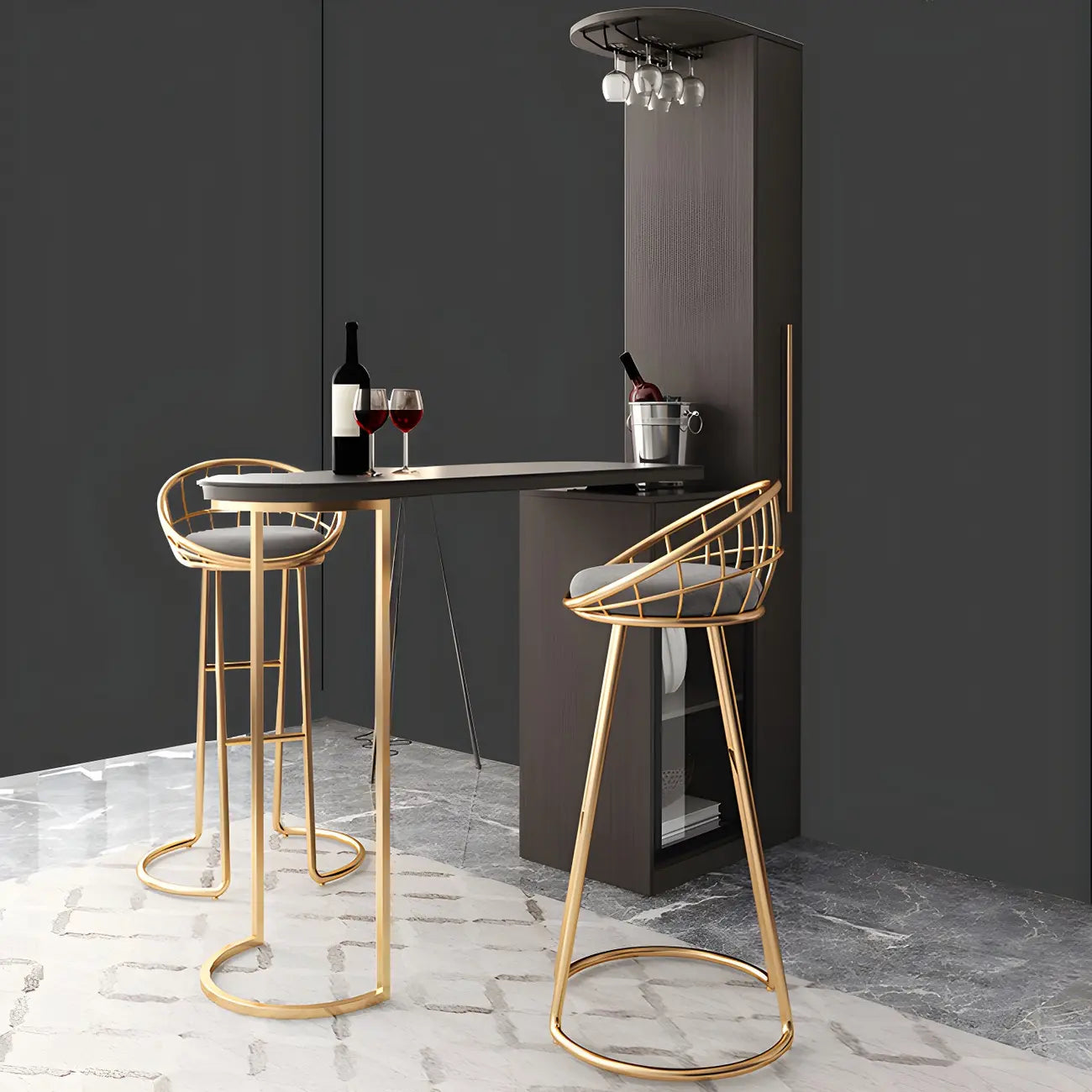Table de bar moderne réglable avec cave à vin pour la maison