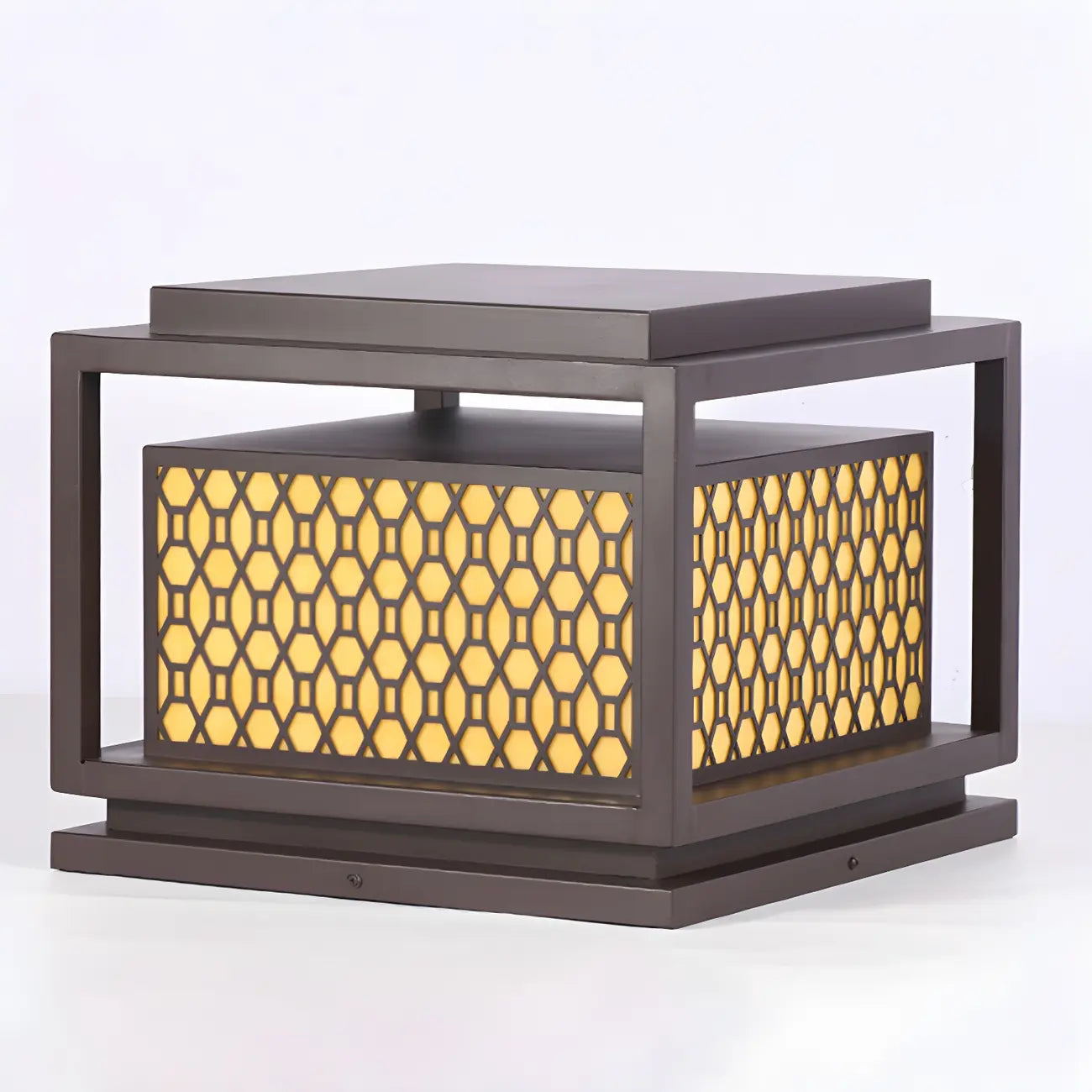 Lampadaires solaires extérieurs en métal à grille lumineuse tricolore