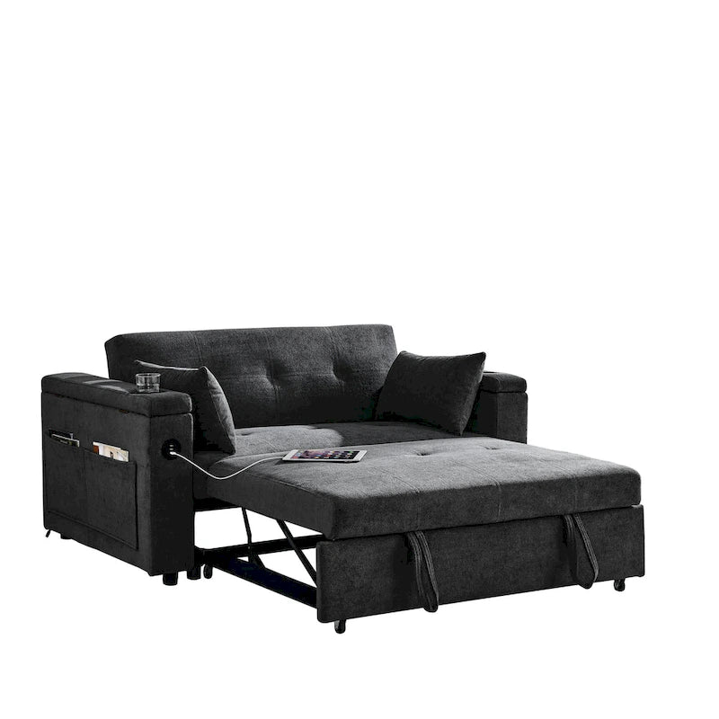 Canapé convertible 54 pouces avec lit gigogne, double assise, fonction relax