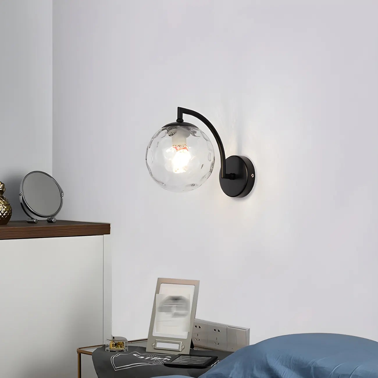 Applique murale Mini Moderne Globe en Verre et Métal Arc