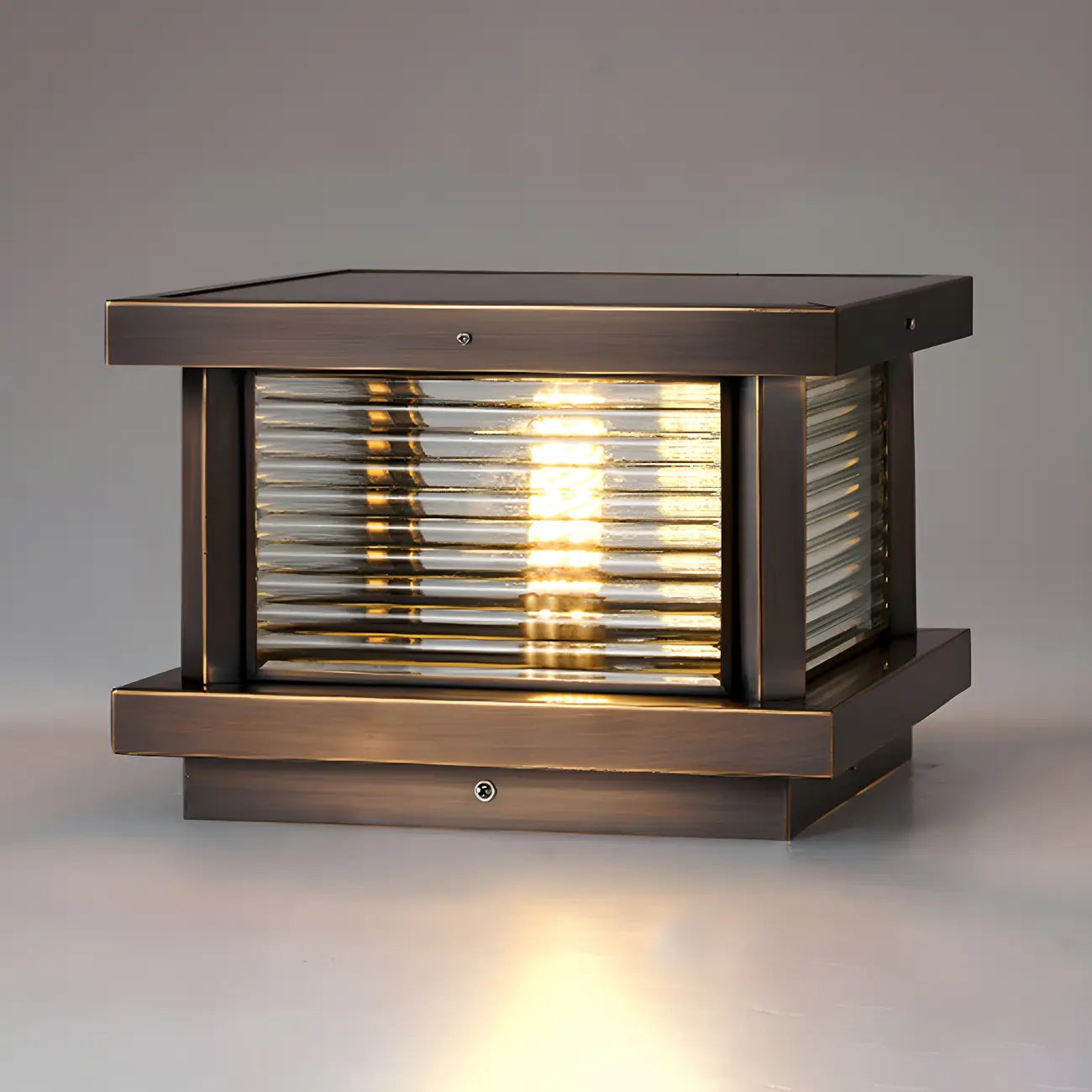 Lampe de poteau carrée moderne en métal et verre avec fil électrique