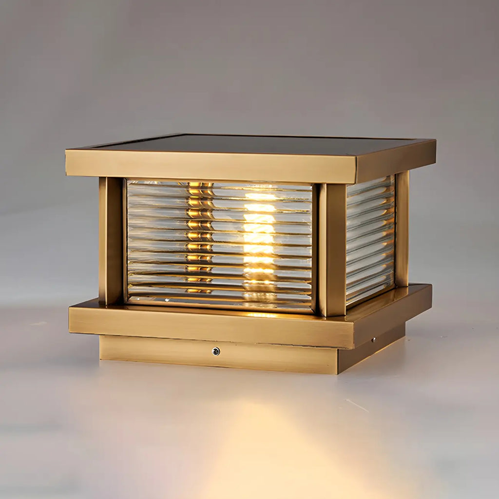Lampe de poteau carrée moderne en métal et verre avec fil électrique
