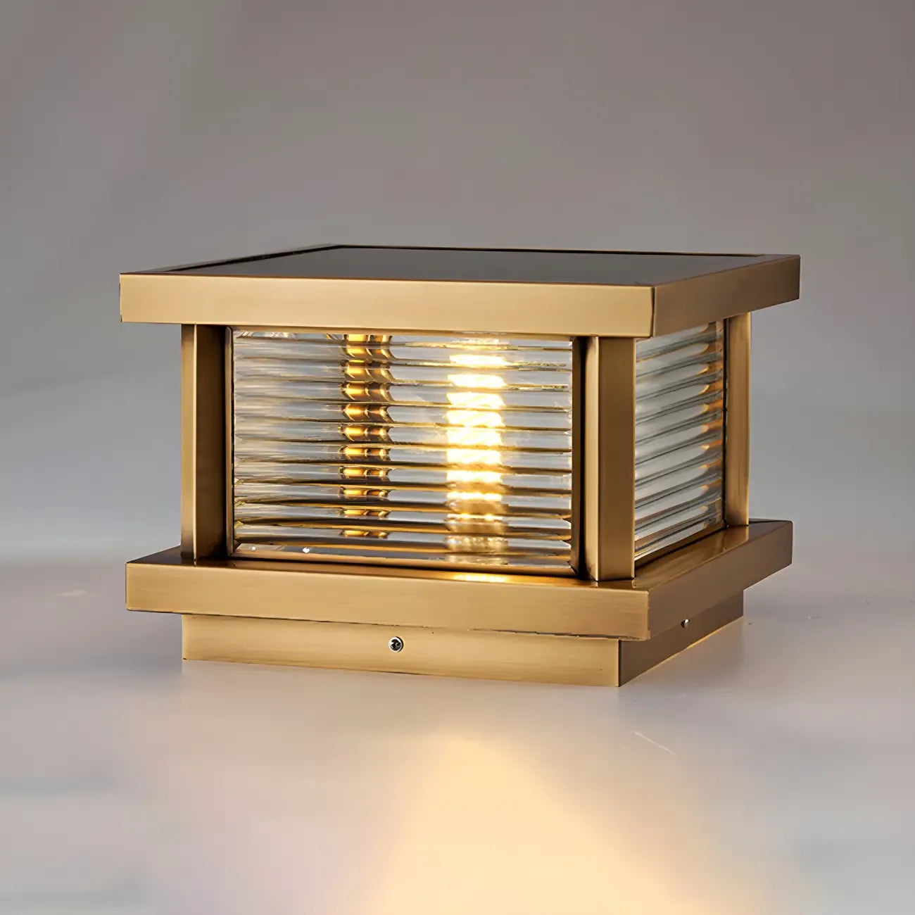 Lampe de poteau carrée moderne en métal et verre avec fil électrique