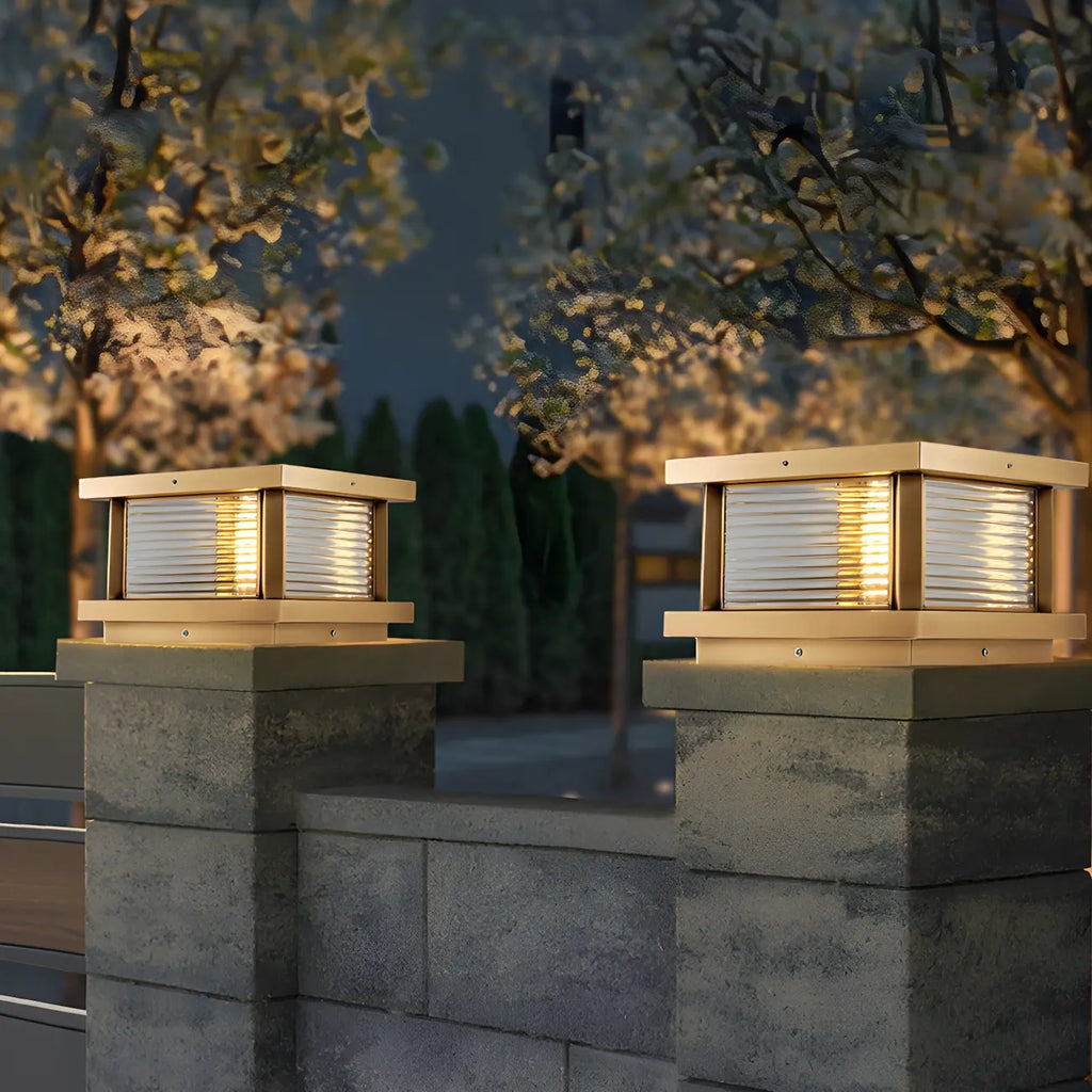 Lampe de poteau carrée moderne en métal et verre avec fil électrique