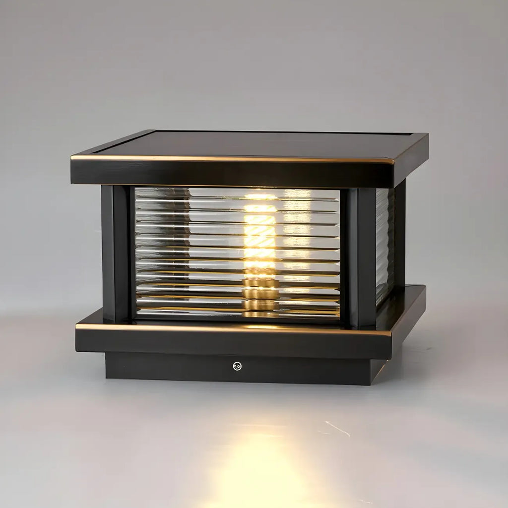 Lampe de poteau carrée moderne en métal et verre avec fil électrique