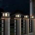 Lampe de poteau carrée moderne en métal et verre avec fil électrique