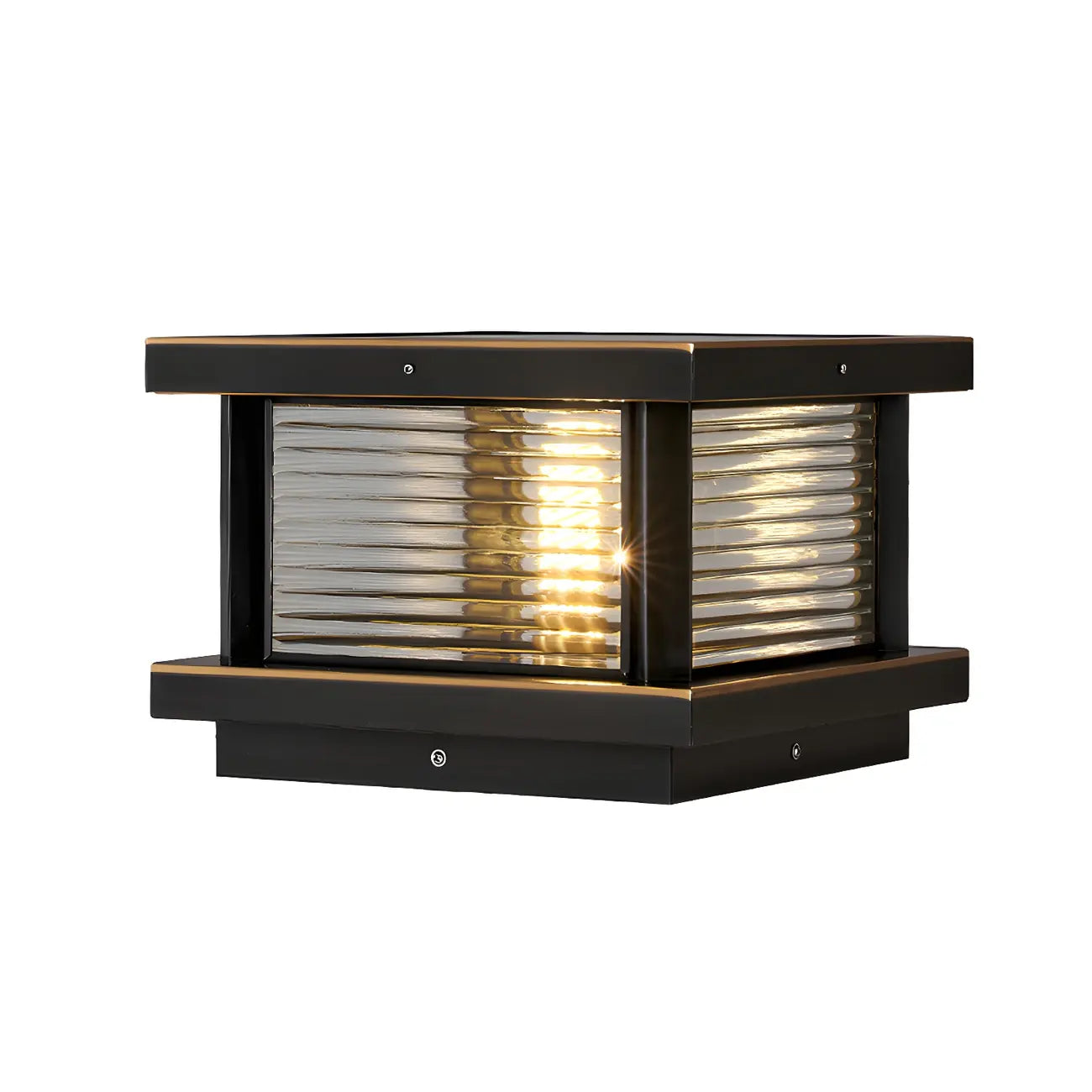 Lampe de poteau carrée moderne en métal et verre avec fil électrique