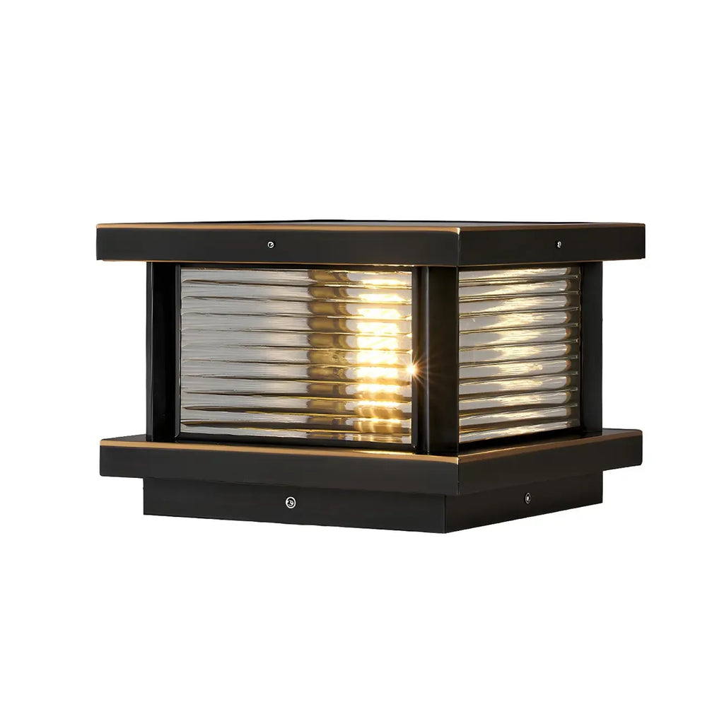 Lampe de poteau carrée moderne en métal et verre avec fil électrique