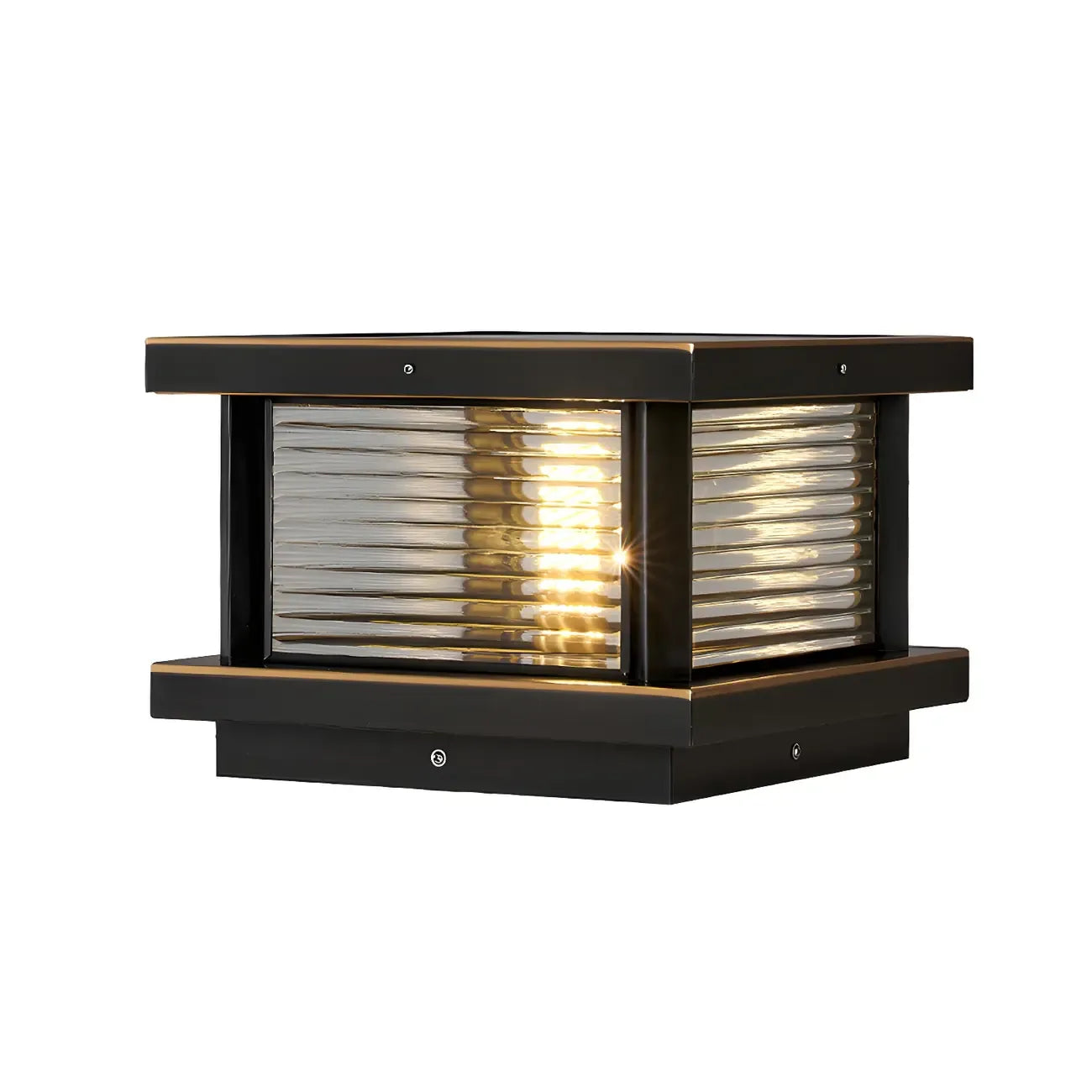 Lampe de poteau carrée moderne en métal et verre avec fil électrique