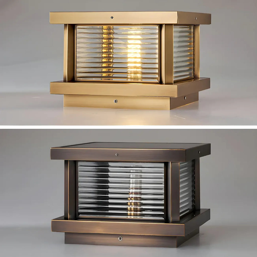 Lampe de poteau carrée moderne en métal et verre avec fil électrique