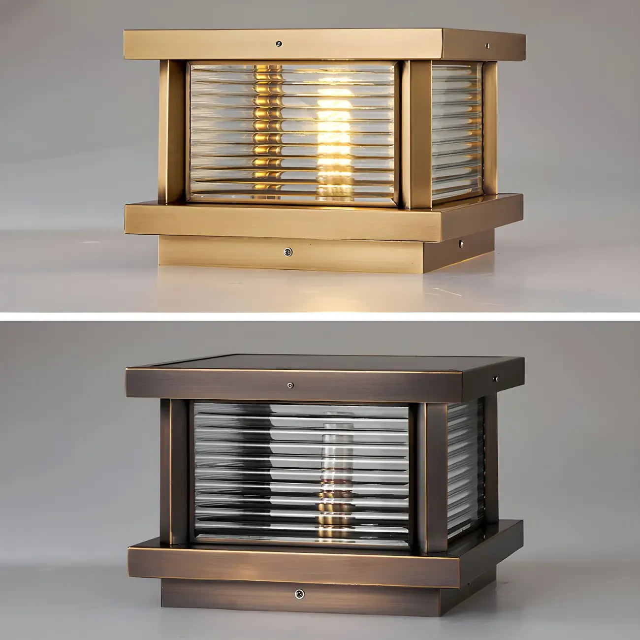 Lampe de poteau carrée moderne en métal et verre avec fil électrique