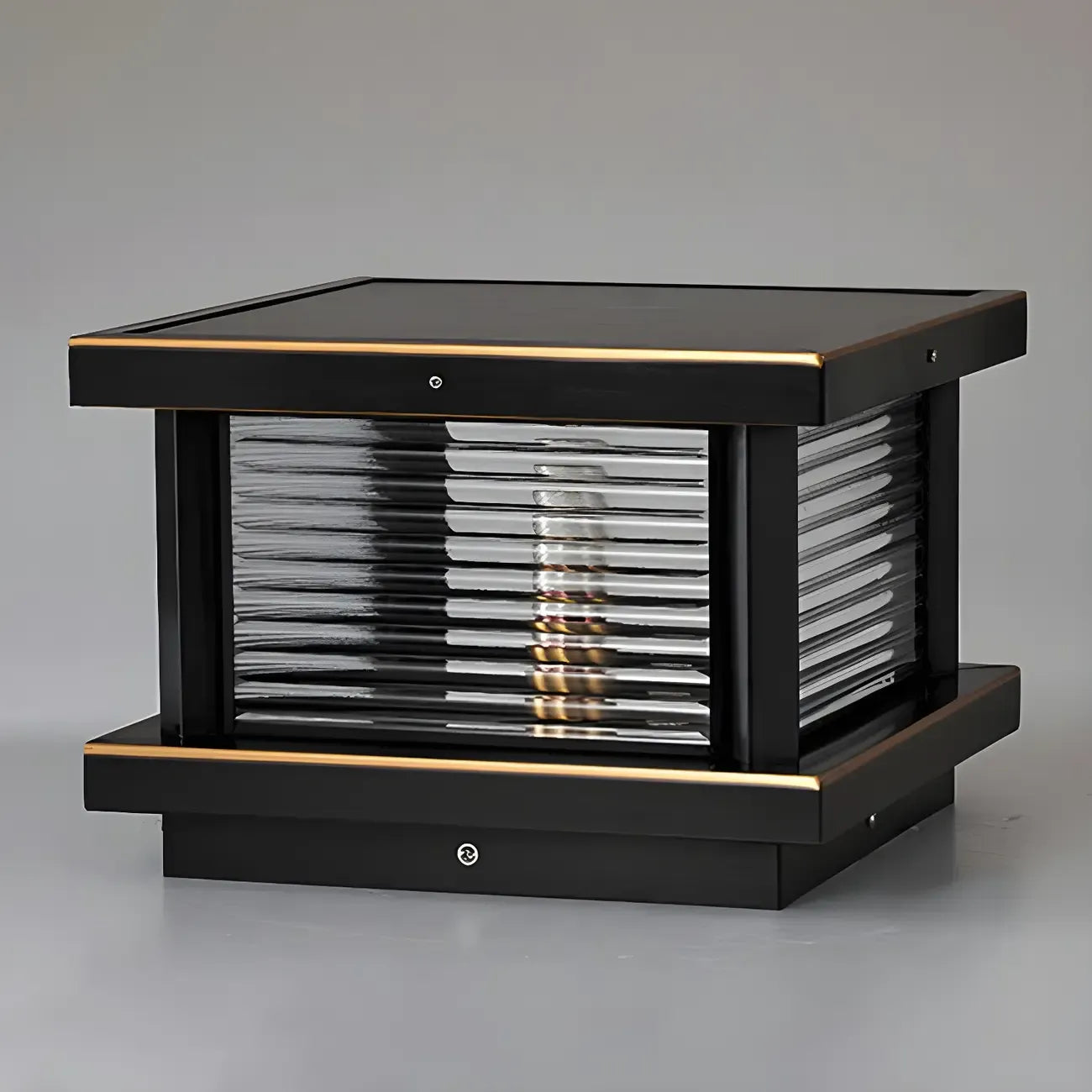 Lampe de poteau carrée moderne en métal et verre avec fil électrique