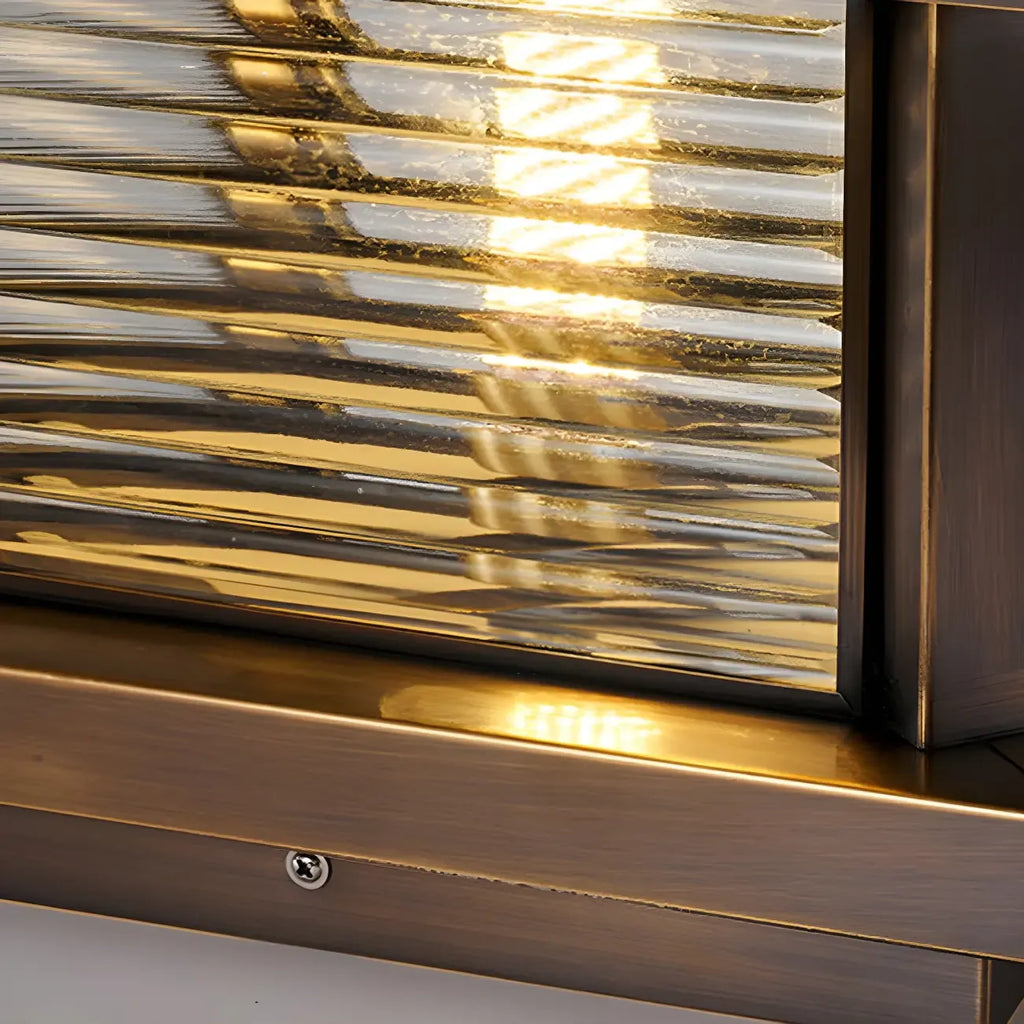 Lampe de poteau carrée moderne en métal et verre avec fil électrique