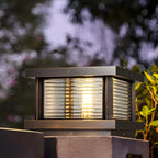 Lampe de poteau carrée moderne en métal et verre avec fil électrique