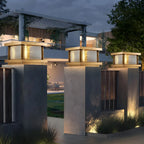 Lampe de poteau carrée moderne en métal et verre avec fil électrique