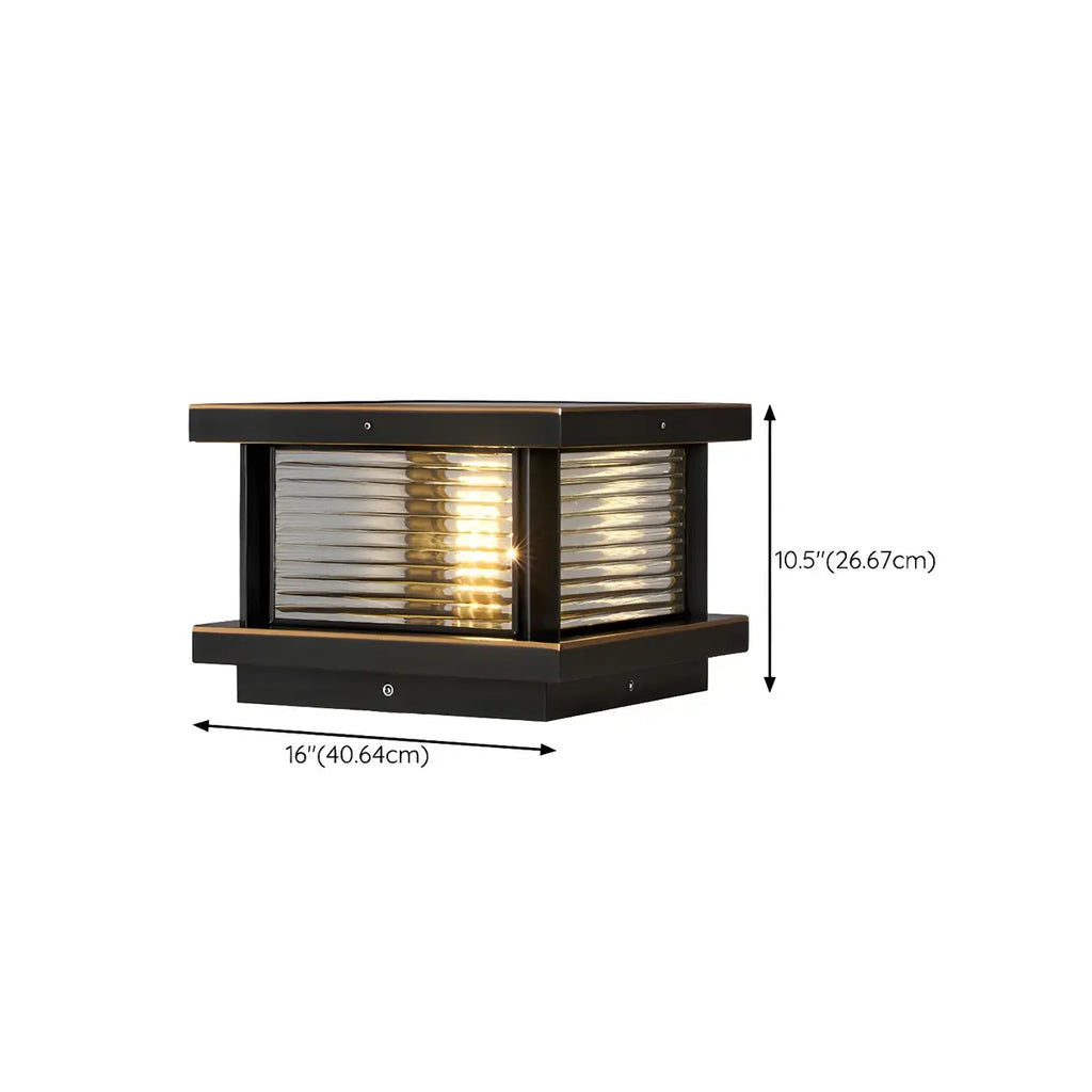 Lampe de poteau carrée moderne en métal et verre avec fil électrique