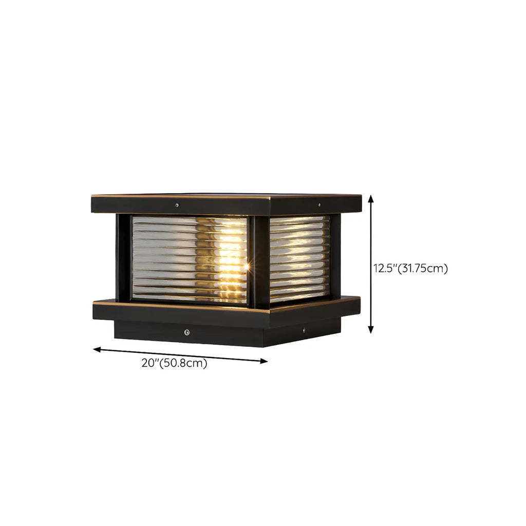 Lampe de poteau carrée moderne en métal et verre avec fil électrique