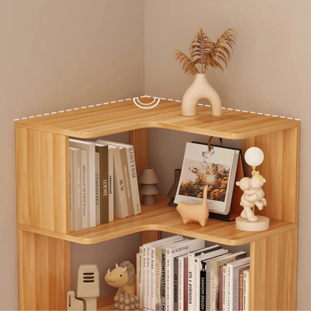 Bibliothèque d'angle en bois composite à 6 étagères